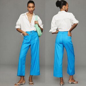 Anthropologie The Colette Cropped Wide-Leg Pants by Maeve Linen Edition